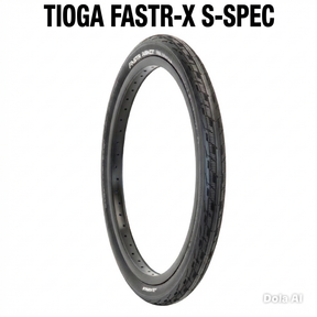 Tioga Fastr-X S-Spec(Folding) 20” Tyre high by SSS Racing black rubber with textured tread and perforated sidewall durable.