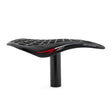 Black BMX racing seat with red accents on a white background