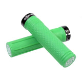 Gusset S2 Lock-On Grip by SSS Racing: green silicone rubber grips with diamond texture, black lock-on collars, ends, grips.