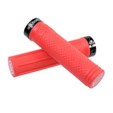 Gusset S2 Lock-On Grip by SSS Racing, red rubber with diamond knurl, black end caps, clamp-on hardware for BMX handlebars. 