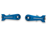 SSS Racing Bombshell Chain Tensioners Pro in blue anodized aluminum with silver hardware, precise dual-sided design. finish.