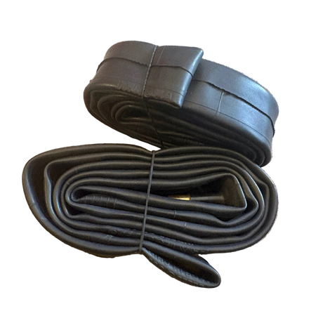 SSS Racing Yoshoka Inner Tube Schrader Valve 24” Cruiser 1.5-1.75, black rubber, smooth seam, sturdy construction for bikes.