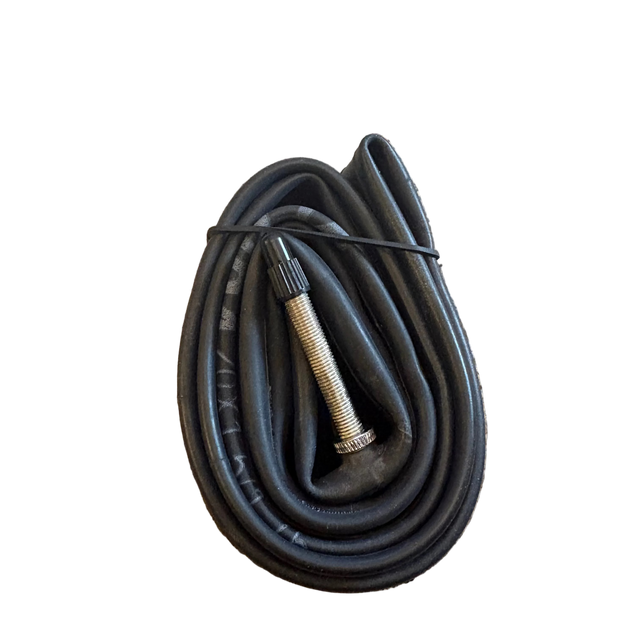 Kenda Inner Tube 20x1.5-1.75 SSS Racing black rubber tube with metal valve stem, threaded brass core, compact coil design.
