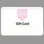 SSS Racing Gift Cards: pink shield logo, pale pink border, white card stock, gold-tinted edges, sleek modern typography!