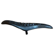 Yoshoka Pivotal Saddle / Seat, dark black, sleek curved shape, blue highlights, vent pattern and textured surface finish