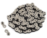 KMC K1N Chain with silver alloy plates on a black steel chain, rugged textured links, SSS Racing branding, high performance. 