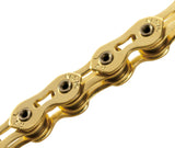 SSS Racing KMC K1SL-N 3/32" Hollow Pin Chain, gold-plated steel links with hollow pins, polished glossy finish extra sparkle.
