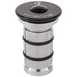M Wave Compression Plug 1-1/8" For Carbon Forks SSS Racing, silver aluminum body with knurled grip and black rubber O-rings.