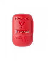 Red MyLaps ProChip FLEX device on a white background