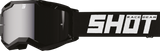 SHOT Racegear Rocket Kids 2.0 Goggles—SSS Racing black matte frame, mirrored lens, adjustable strap, white SHOT logo glossy.
