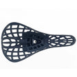 Yoshoka Pivotal Saddle / Seat in black, curved ergonomic silhouette with lattice grid pattern and rounded edges.