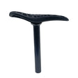 Yoshoka Pivotal Saddle / Seat With Post, sleek black ergonomic saddle with lattice cutouts, mounted on a glossy seat post