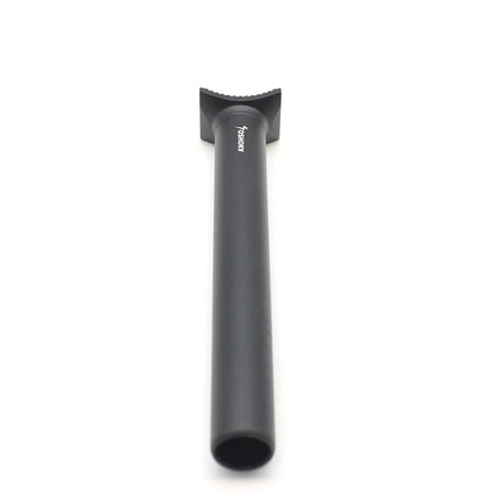 Yoshoka Pivotal Seat Post Aluminium with serrated crescent top, dark gray cylindrical body and visible white Yoshoka logo