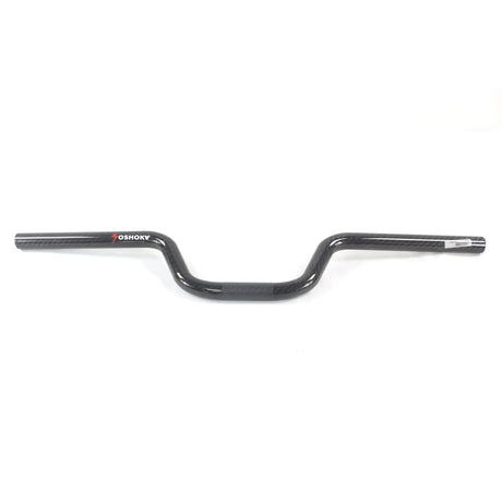 Yoshoka black mini carbon handlebars without cross bar on a white background. 
