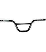Bombshell Aluminium Bars by SSS Racing, black aluminum bars with blue accents and white branding, lightweight curved design.