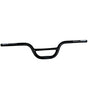 Bombshell Aluminium Bars by SSS Racing in glossy black alloy, curved BMX handlebars with center crown area and white text