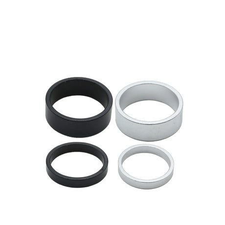 SSS Racing Yoshoka Alloy Headset Spacers 1-1/8" (Pack of 3) black/silver alloy spacers with machined finish and 1-1/8" bore.