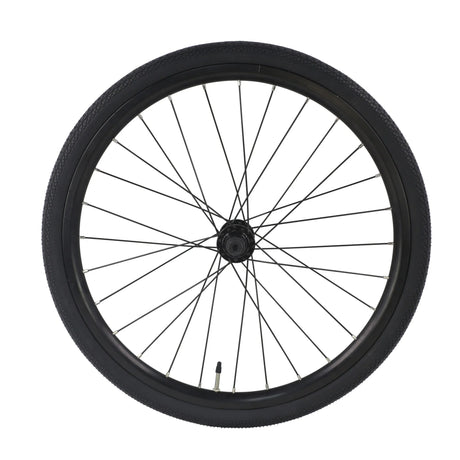 Yoshoka Aluminium BMX Race Wheelset Mini/Expert 20x451 Black wheel with textured tread, black rim, silver spokes and hub
