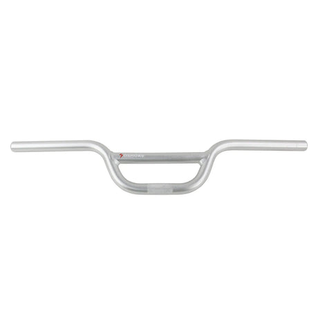 Yoshoka Aluminium Bars by SSS Racing: silver aluminum handlebars with knurled grip, polished finish, bold curved silhouette.