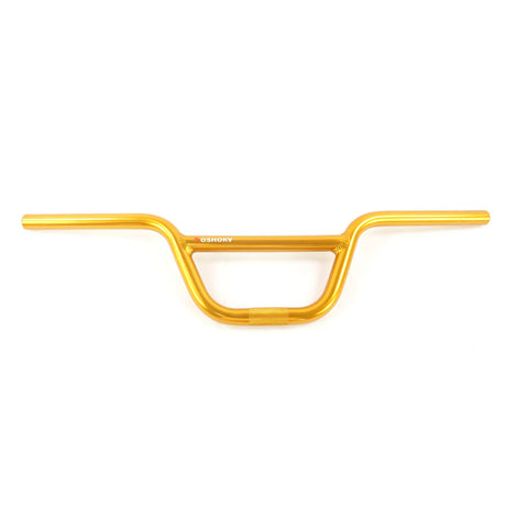 Yoshoka Aluminium Bars by SSS Racing gold anodized aluminum handlebars, sleek quad-bend, textured grip, metallic finish.