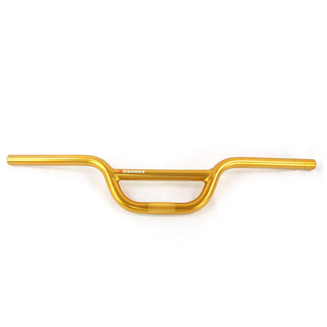 Yoshoka Aluminium Bars gold anodized aluminum with knurled grip, wide U-bend, bright gold finish. Ideal for BMX racing. 