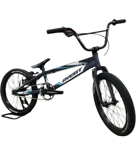 Bombshell Avent Vandal bike - PRO in Gunmetal Grey, SSS Racing: matte charcoal frame, alloy parts, blue accents, 26in tires