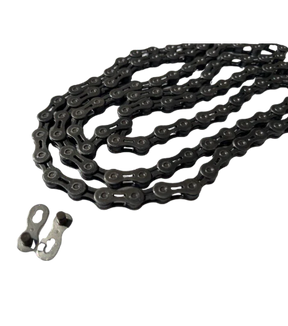 SSS Racing Bombshell Black 3/32" Chain with matte black steel links, rugged construction for durability built tough daily
