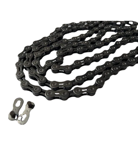 SSS Racing Bombshell Black 3/32" Chain with matte black steel links, rugged construction for durability built tough daily