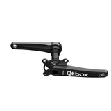Box Four 2-Piece Crankset by SSS Racing: black aluminum crankarms, matte finish, integrated spider, Box logo on right arm.