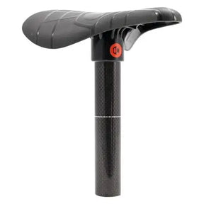 Black bicycle seat post with a red Box label on a white background