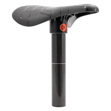Black bicycle seat post with a red Box label on a white background