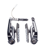 SSS Racing Box Three V-Brake 85mm (Short) black aluminum arms, gray pads, curved noodle, compact dual-pivot calipers pair