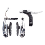 SSS Racing Box Three V-Brake Kit (Short) 85mm: silver aluminum levers, black alloy arms, rubber boots, and brake pads kit