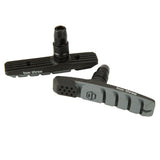 SSS Racing Box Three 70mm Brake Shoes in black and gray, ribbed composite pads with threaded mounting stud and vented slots.