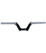 Bombshell Carbon Bars by SSS Racing, black with silver braided cables, carbon fiber bars, grey-white textured and bold ends!