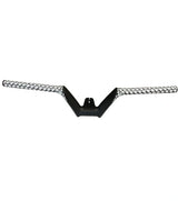 Bombshell Carbon Bars by SSS Racing with black center clamp Vshaped ends, silver braided carbon bars, matte finish, textured.