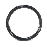 Yoshoka Expert Carbon Rims 28H by SSS Racing: glossy black carbon, white logos, red accents, deep-dish aerodynamic profile.