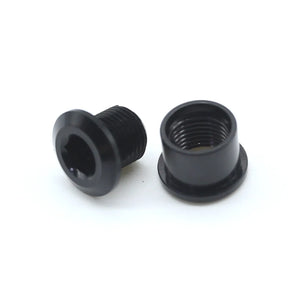 SSS Racing Yoshoka Aluminium Chainring Bolts (8.5*4mm), black anodized, hex socket, slim, precision-machined crank bolts.