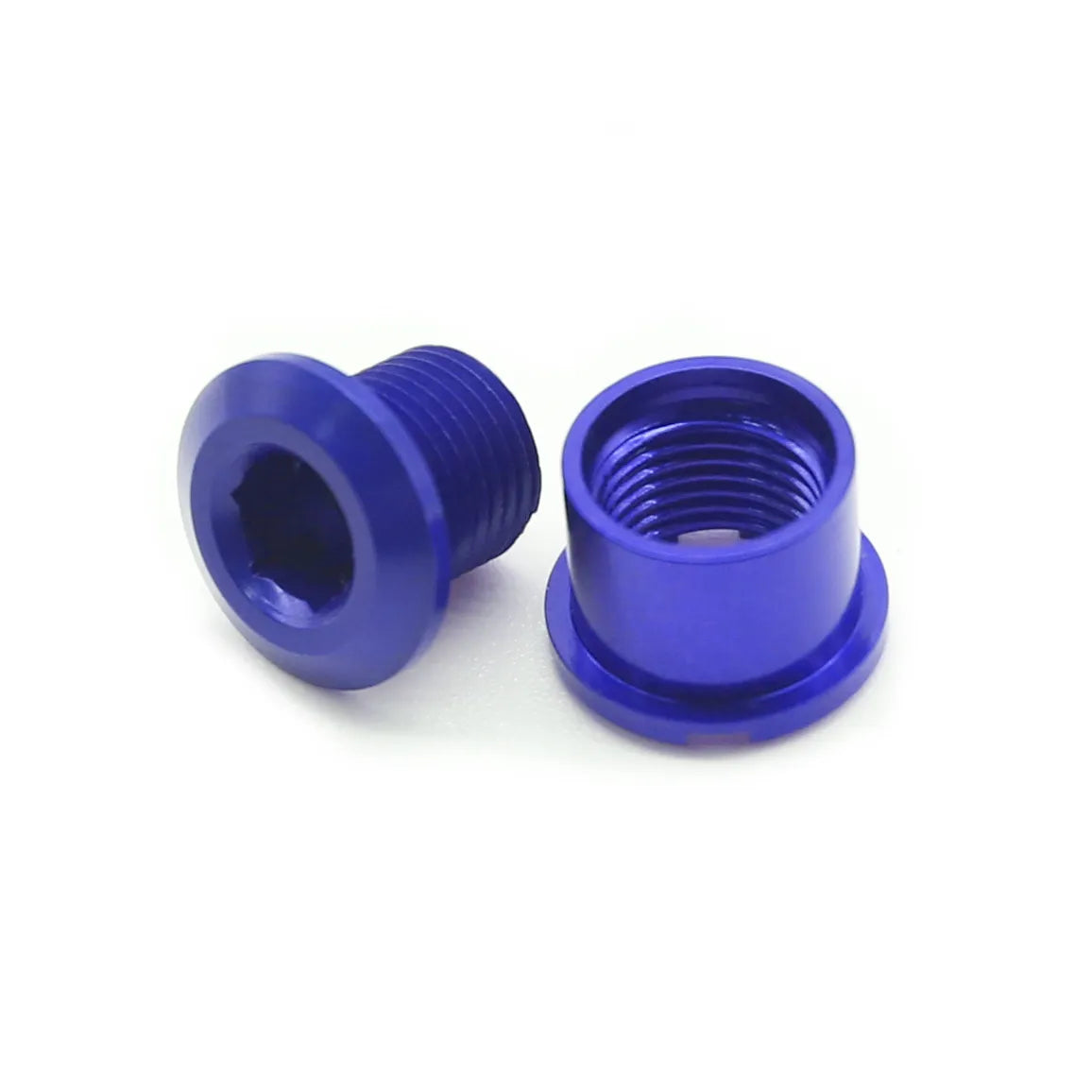 SSS Racing Yoshoka Aluminium Chainring Bolts (8.5*4mm) blue anodized aluminum bolts with hex socket, fine threaded exterior.