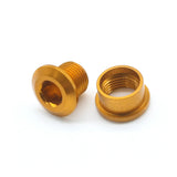 Yoshoka Aluminium Chainring Bolts (8.5*4mm) gold anodized aluminum bolts with hex socket, precision hardware by SSS Racing.