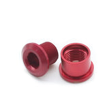 Yoshoka Aluminium Chainring Bolts (8.5*4mm) red anodized aluminum, staked hex, glossy finish, precision CNC, SSS Racing.