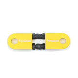 Yoshoka One-Hole Version Chain Tensioner by SSS Racing in bright yellow aluminum, black knurled adjusters, dual-hole design.