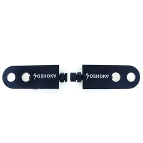 Yoshoka Two-Hole Chain Tensioner by SSS Racing in matte black aluminum, dual-hole plates with hex bolts. CNC machined gear