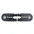 Yoshoka One-Hole Version Chain Tensioner SSS Racing, black body, matte finish, round holes, compact dual-bolt assembly kit.