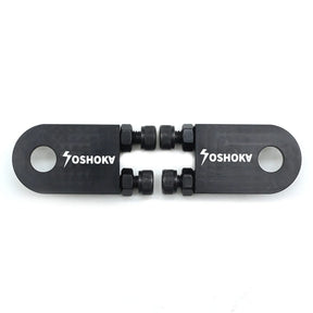 Yoshoka One-Hole Version Chain Tensioner SSS Racing, black body, matte finish, round holes, compact dual-bolt assembly kit.