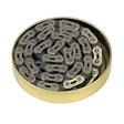 Gusset MX Chain 3/32" black and silver metal links with exposed pins, stainless steel, SSS Racing branding, compact coil.