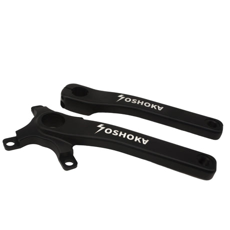 Yoshoka 2-Piece Cranks (HX2) matte black aluminum, silver logo, CNC-machined edges, rugged race-ready aesthetic by SSS Racing