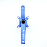 Yoshoka 2-Piece Cranks (HX2) for BMX racing in vivid blue aluminum with hollow arms and silver bolts, high-contrast finish