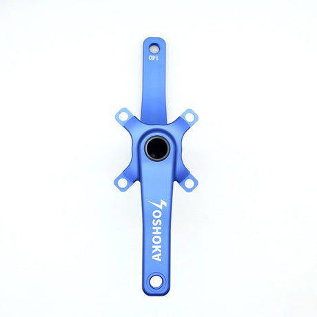Yoshoka 2-Piece Cranks (HX2) for BMX racing in vivid blue aluminum with hollow arms and silver bolts, high-contrast finish