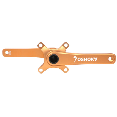 Yoshoka 2-Piece Cranks (HX2) for BMX racing in copper-orange anodized aluminum, bold machined edges, black center bolt. Matte
